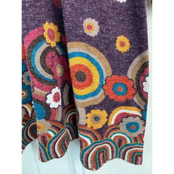 Luna Claire Women's S Purple Floral V-Neck Knit Dress Handmade in Thailand - Picture 2 of 7
